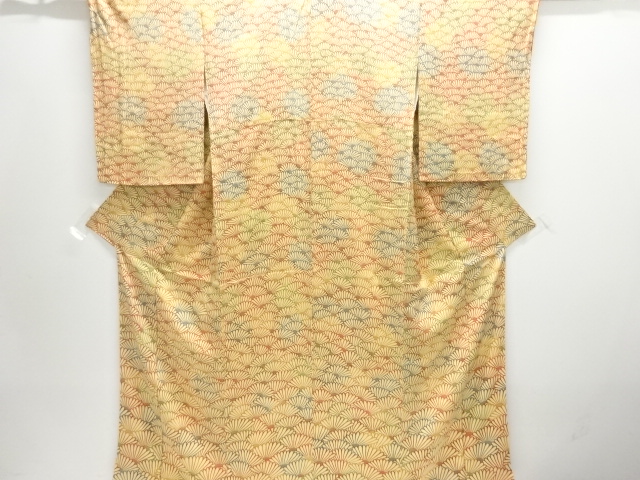 菊青海波模様付け下げ小紋着物